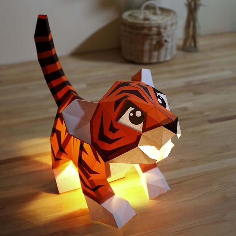 Baby Tiger 3D Paper Model, Lamp