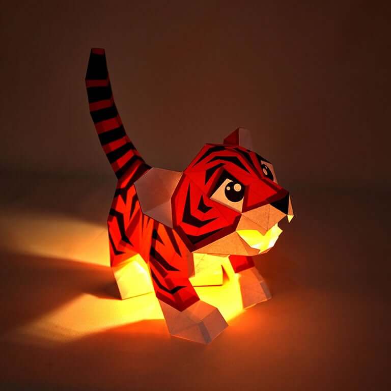 Baby Tiger 3D Paper Model, Lamp