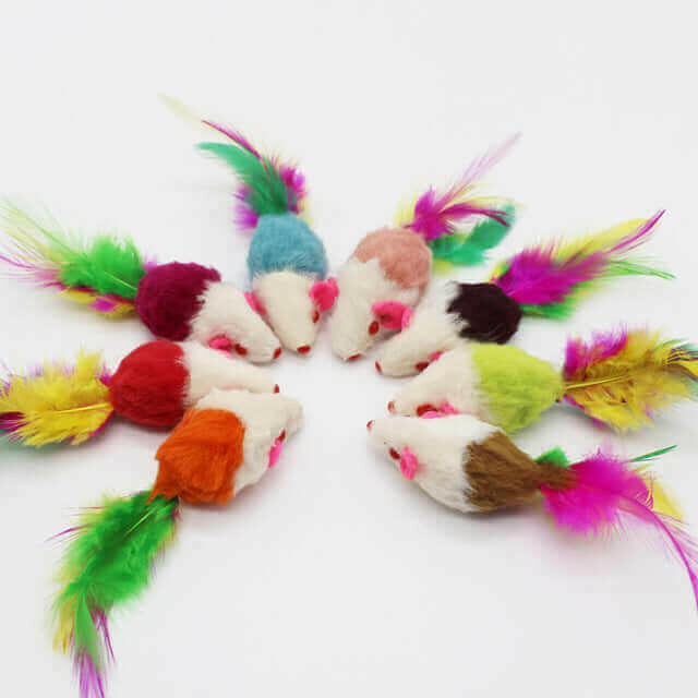 Pet Toy Furry Mouse Cat Kitten Real Fur Gravel.