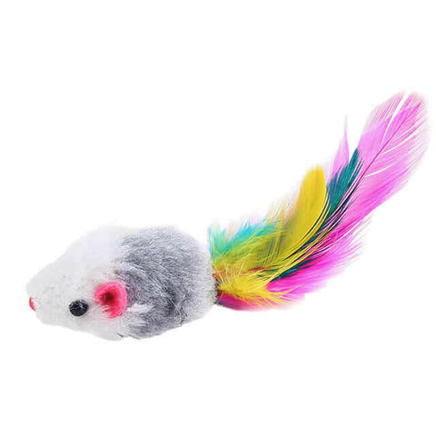 Pet Toy Furry Mouse Cat Kitten Real Fur Gravel