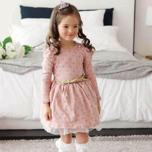 popular style girls dress Dot Lace Party Birthday.