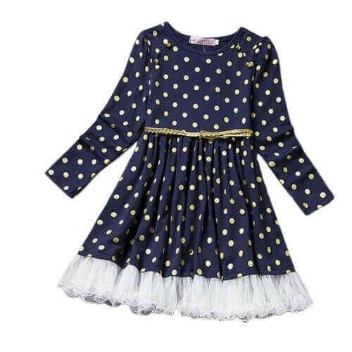 popular style girls dress Dot Lace Party Birthday.