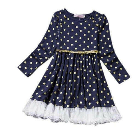 popular style girls dress Dot Lace Party Birthday.