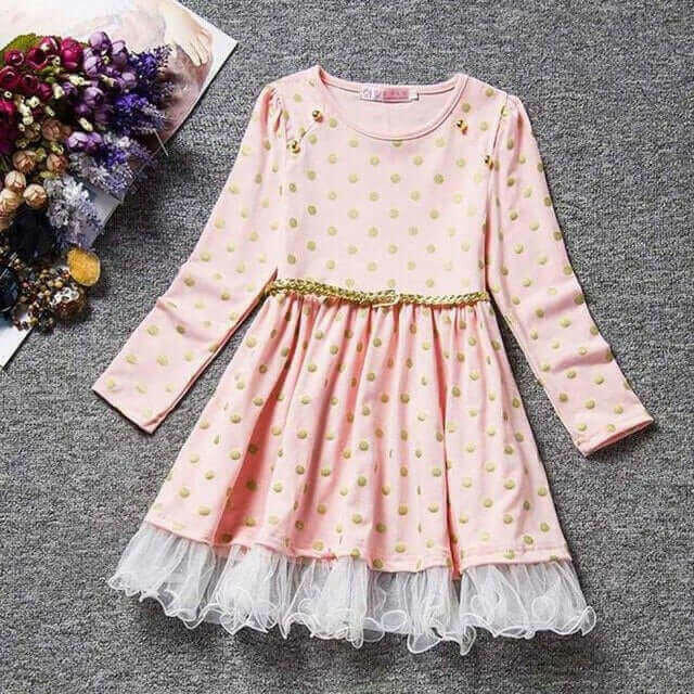 popular style girls dress Dot Lace Party Birthday.