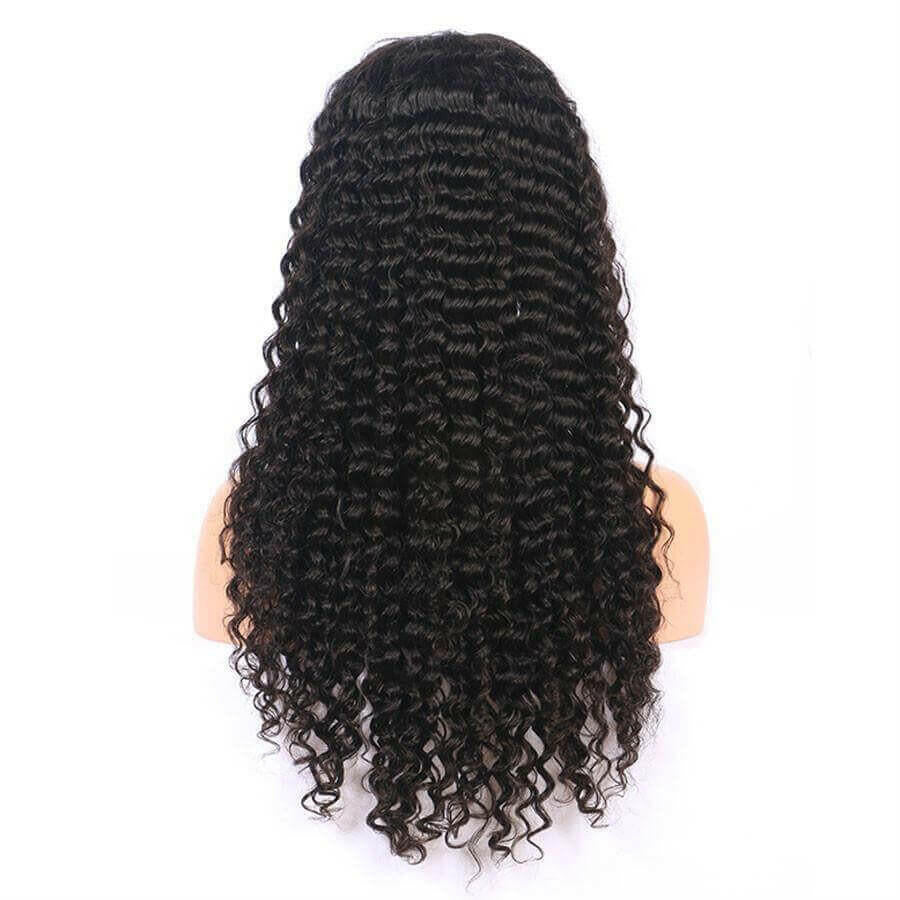 180% Density Full 4x4 Transparent Lace Front Deep Wave Human Hair Wigs.