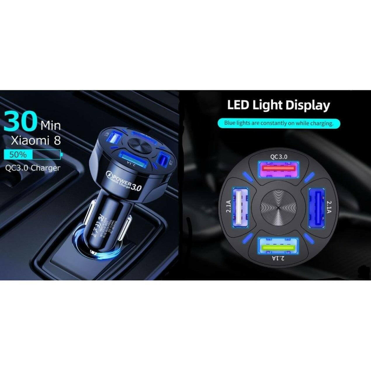 2 PACK PBG LED 4 Port Rapid Car Charger - Charges 4 Devices at once!.