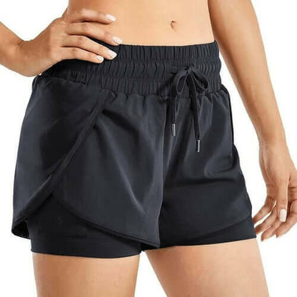 Workout Running Shorts Women with Liner 2 in 1 Athletic Sports Shorts.