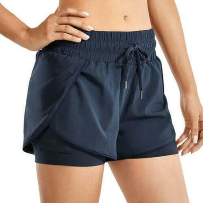 Workout Running Shorts Women with Liner 2 in 1 Athletic Sports Shorts.