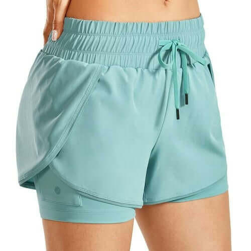 Workout Running Shorts Women with Liner 2 in 1 Athletic Sports Shorts.