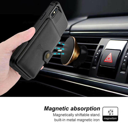 360 Protection Magnetic Leather Wallet Armor Case for iPhone.