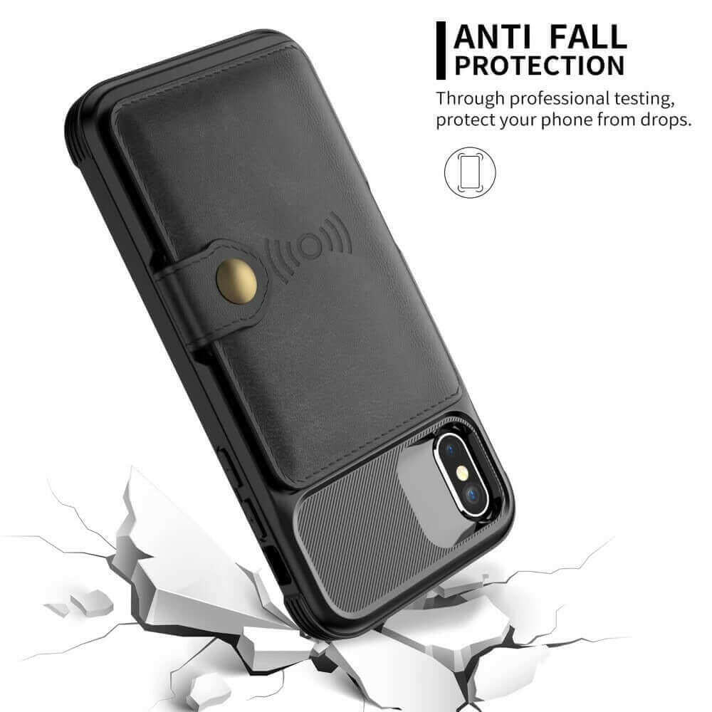 360 Protection Magnetic Leather Wallet Armor Case for iPhone.