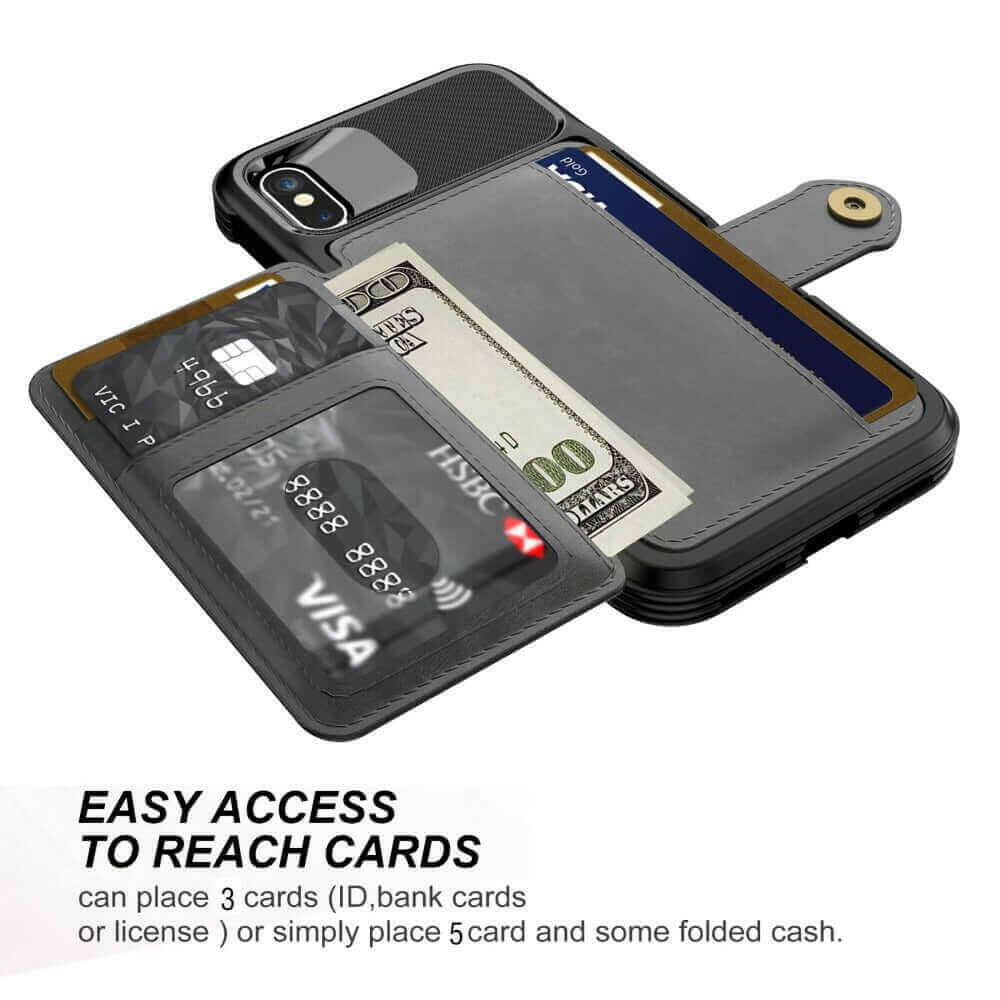 360 Protection Magnetic Leather Wallet Armor Case for iPhone.