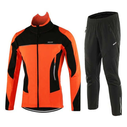 Men Winter Cycling Jacket Set Windproof Waterproof Thermal Sportswear