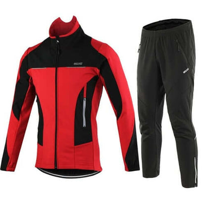 Men Winter Cycling Jacket Set Windproof Waterproof Thermal Sportswear
