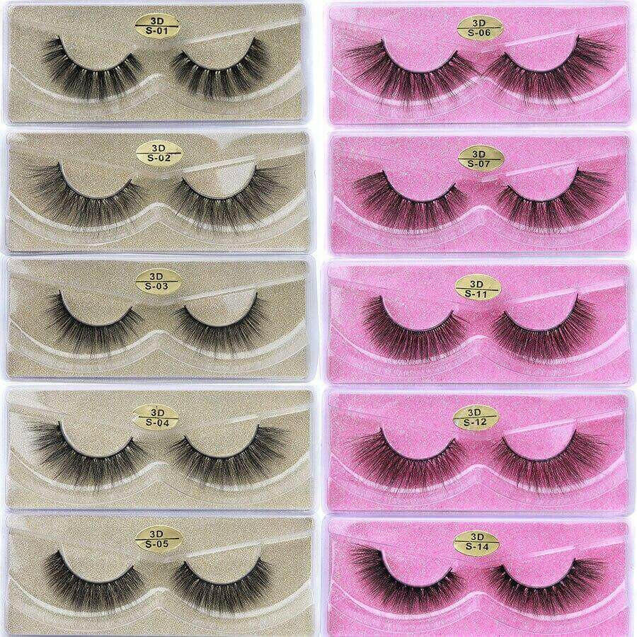 Eyelashes 10/50/100 Pairs 3d Mink Lashes Natural False Eyelash Faux