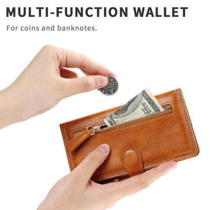 Zipper Wallet Flip Case For iPhone With Wireless Charging Support.