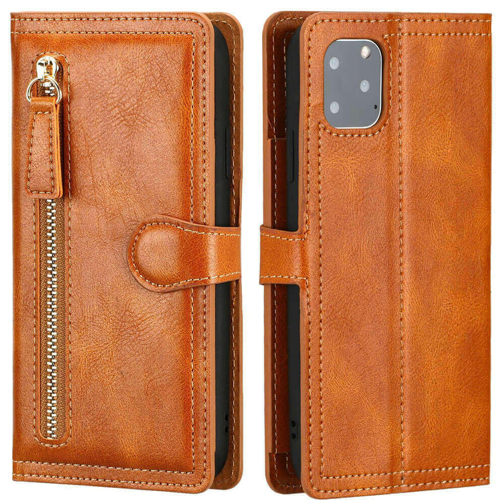 Zipper Wallet Flip Case For iPhone With Wireless Charging Support.