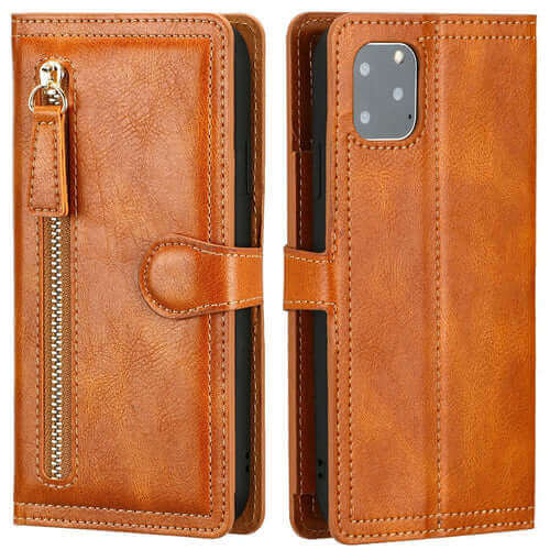Zipper Wallet Flip Case For iPhone With Wireless Charging Support