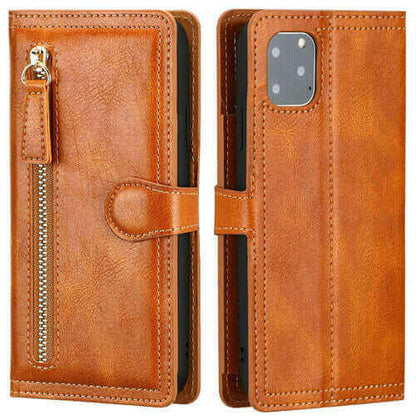 Zipper Wallet Flip Case For iPhone With Wireless Charging Support.