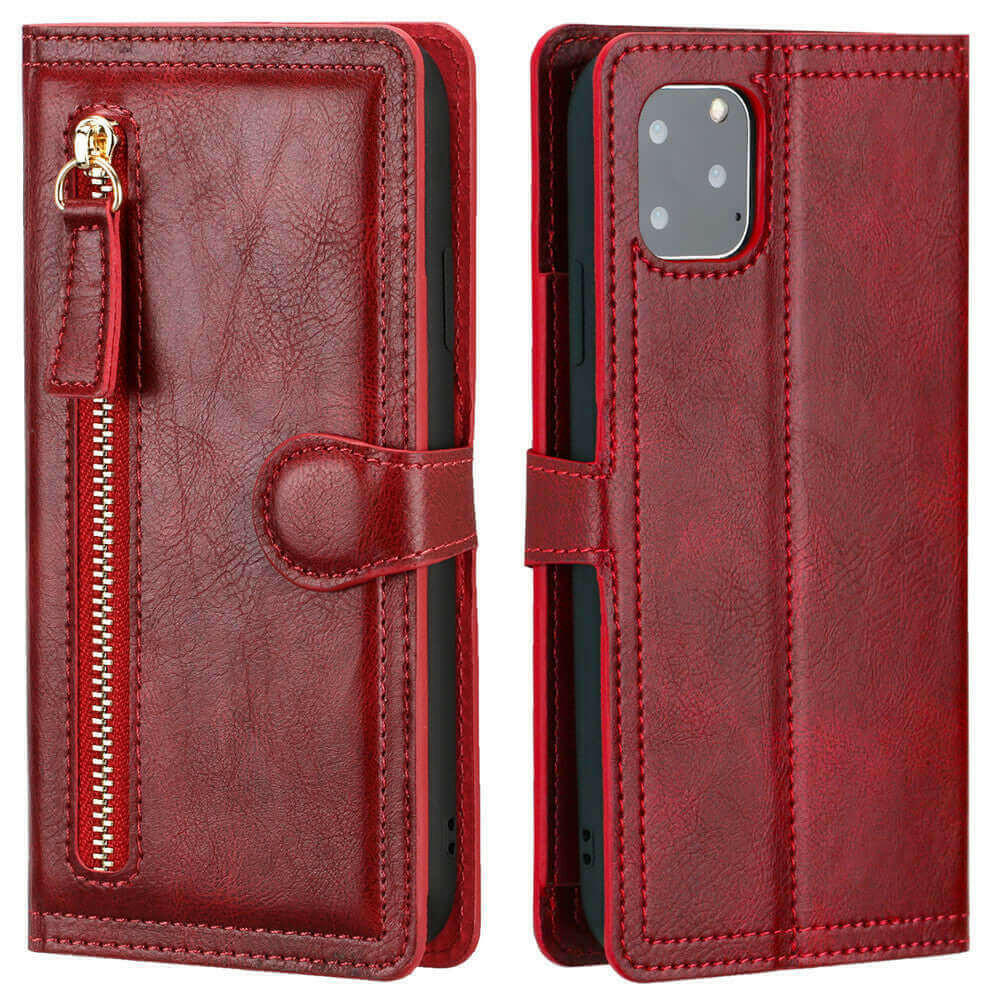 Zipper Wallet Flip Case For iPhone With Wireless Charging Support.