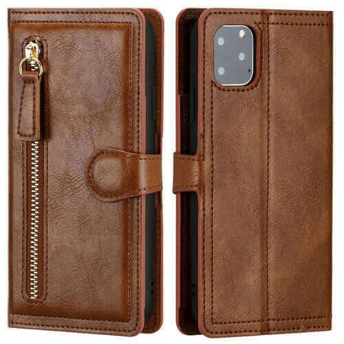 Zipper Wallet Flip Case For iPhone With Wireless Charging Support.