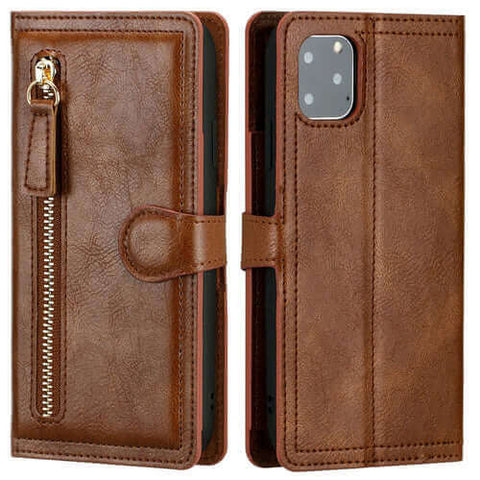 Zipper Wallet Flip Case For iPhone With Wireless Charging Support