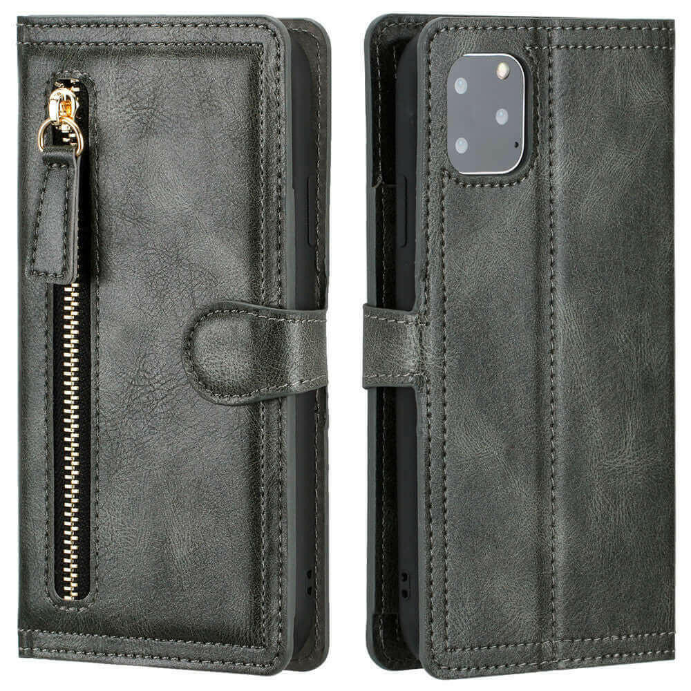 Zipper Wallet Flip Case For iPhone With Wireless Charging Support.