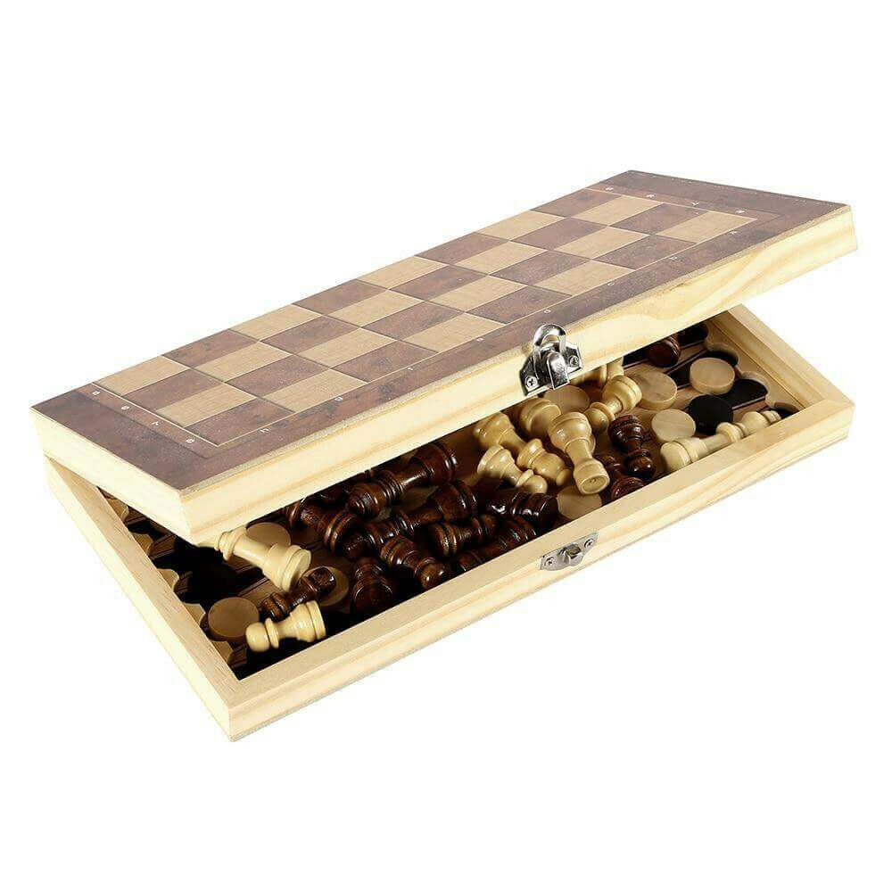 Foldable Wooden Chess Set Board Game.