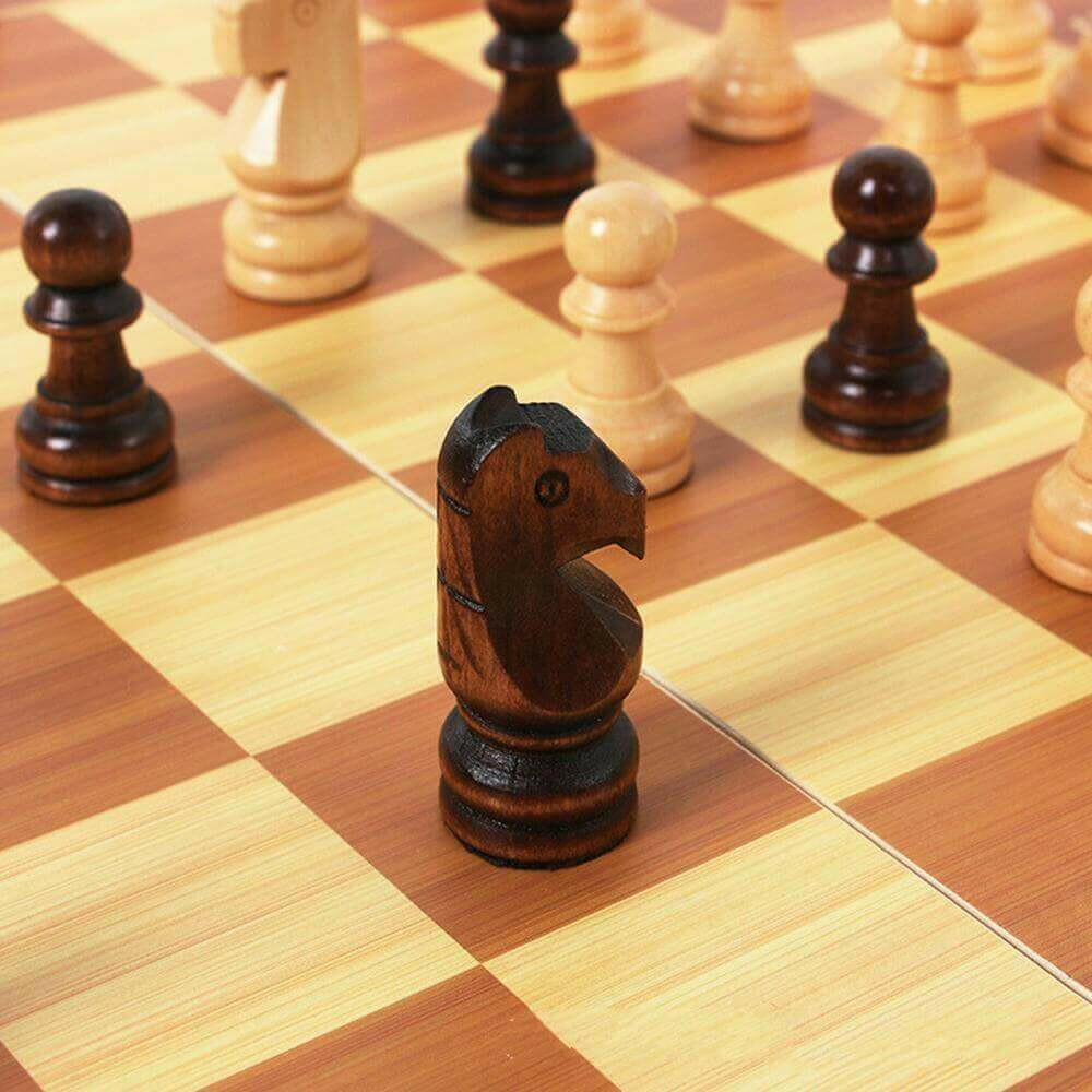 Foldable Wooden Chess Set Board Game.