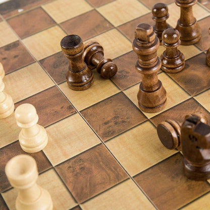 Foldable Wooden Chess Set Board Game.