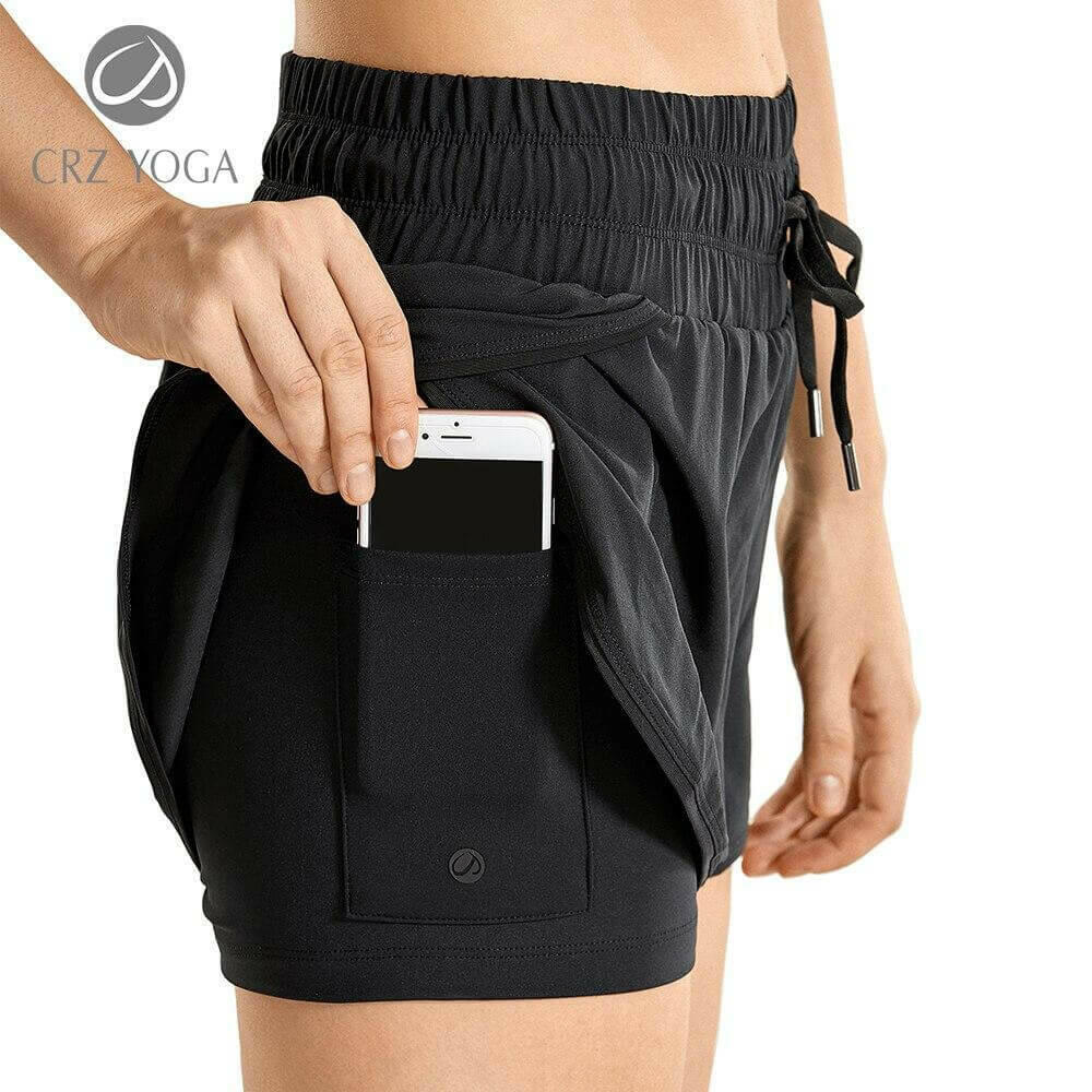 Workout Running Shorts Women with Liner 2 in 1 Athletic Sports Shorts.