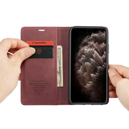 Luxury Magnetic Flip Wallet Case for iPhone 7, 8, X, 11, 12, 13.