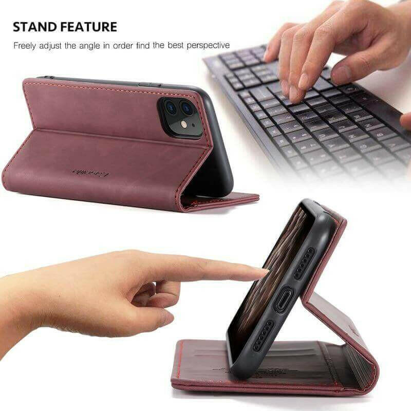 Luxury Magnetic Flip Wallet Case for iPhone 7, 8, X, 11, 12, 13.