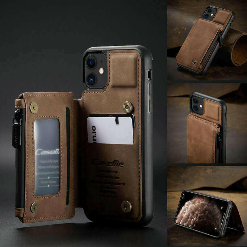 Slim Zipper Coin Bag Wallet Back Case For iPhone With Photo Slot.