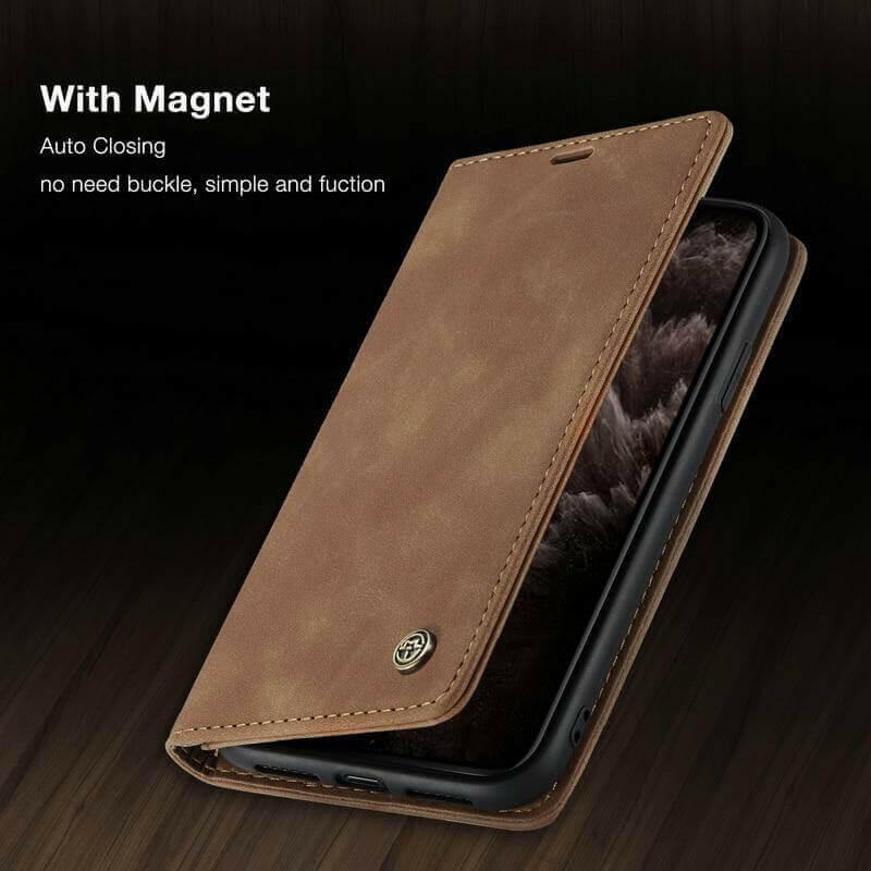 Luxury Magnetic Flip Wallet Case for iPhone 7, 8, X, 11, 12, 13.