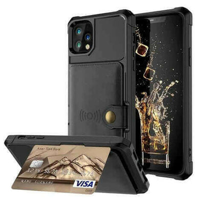 360 Protection Magnetic Leather Wallet Armor Case for iPhone.