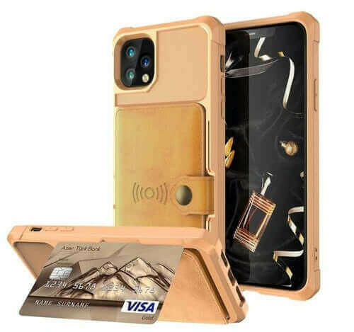 360 Protection Magnetic Leather Wallet Armor Case for iPhone.