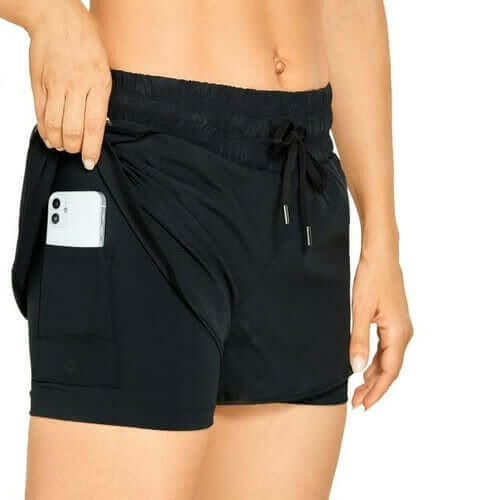 Workout Running Shorts Women with Liner 2 in 1 Athletic Sports Shorts.