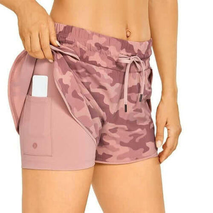 Workout Running Shorts Women with Liner 2 in 1 Athletic Sports Shorts.