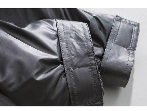 Winter Jacket Men Heart Embossing Solid Color Zipper Black Parkas