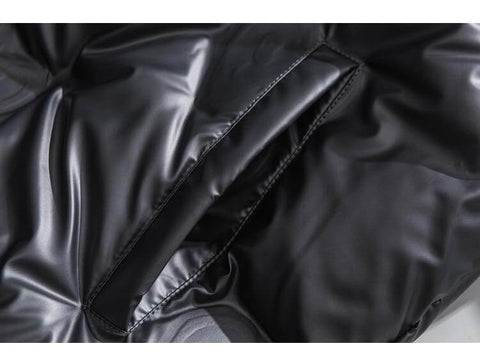 Winter Jacket Men Heart Embossing Solid Color Zipper Black Parkas