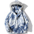 Parkas Winter Jacket Men Distressed Tie Dye Inkjet Printed Padded