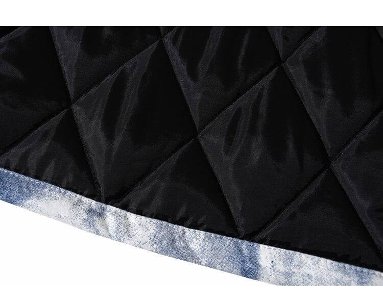 Parkas Winter Jacket Men Distressed Tie Dye Inkjet Printed Padded