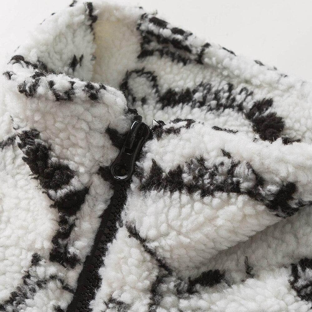 Lambswool Parkas Winter Jacket Men Dinosaur Graffiti Fuzzy Casual