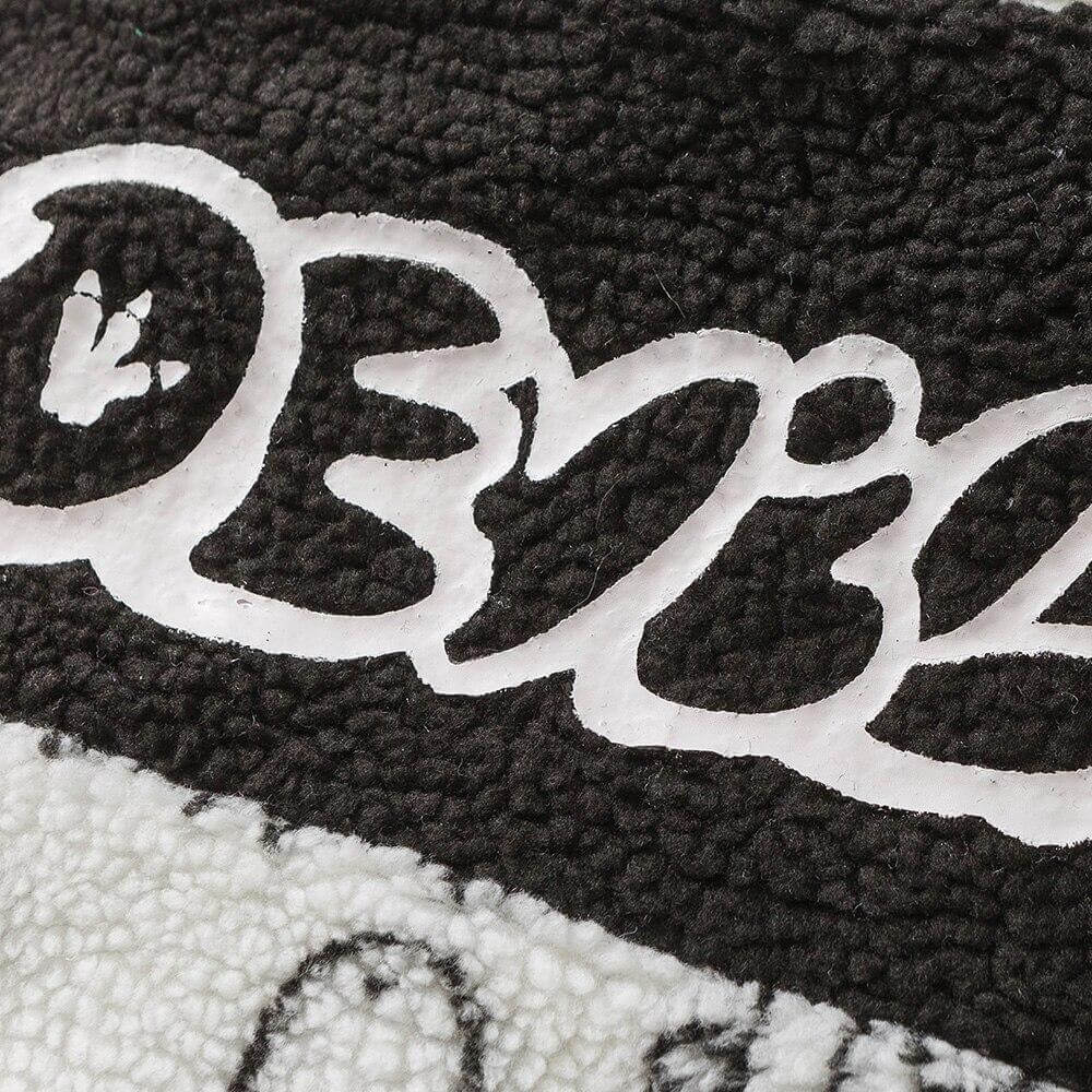 Lambswool Parkas Winter Jacket Men Dinosaur Graffiti Fuzzy Casual