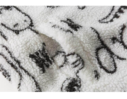 Lambswool Parkas Winter Jacket Men Dinosaur Graffiti Fuzzy Casual