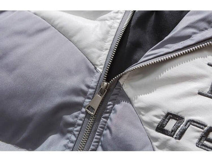 Parka Jacket Men Embroidery Patchwork Pocket Cotton Coat Winter