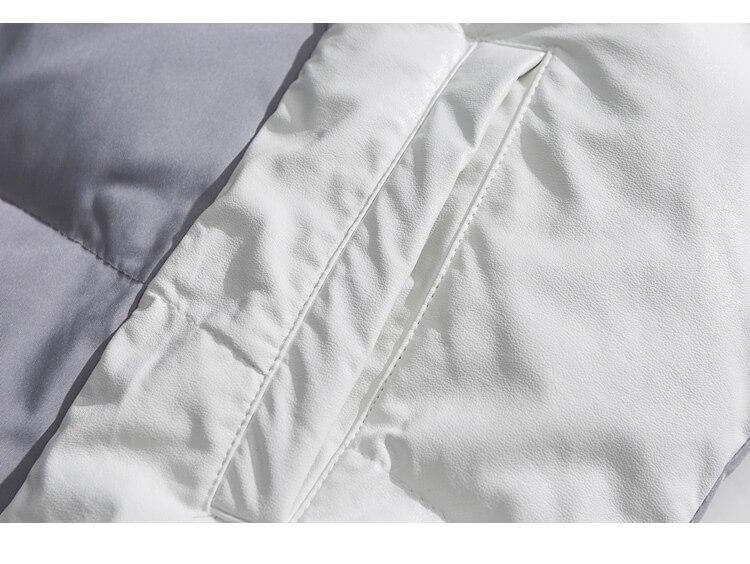 Parka Jacket Men Embroidery Patchwork Pocket Cotton Coat Winter