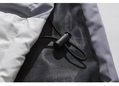 Parka Jacket Men Embroidery Patchwork Pocket Cotton Coat Winter