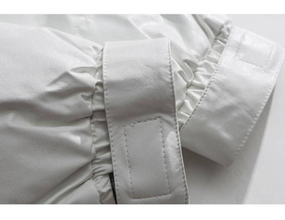 Parka Jacket Men Embroidery Patchwork Pocket Cotton Coat Winter